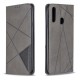 Geometric Pattern Leather Card Holder Phone Case with Stand Shell for Samsung Galaxy A20s - Grey Samsung Cases Mobile