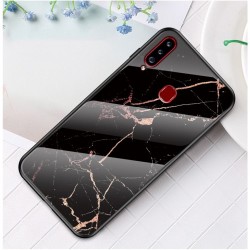 Marble Texture Tempered Glass + PC + TPU Hybrid Phone Cover for Samsung Galaxy A20s - Gold/Black Marble Texture Tempered Glass + PC + TPU Hybrid Phone Cover for Samsung Galaxy A20s - Gold/Black