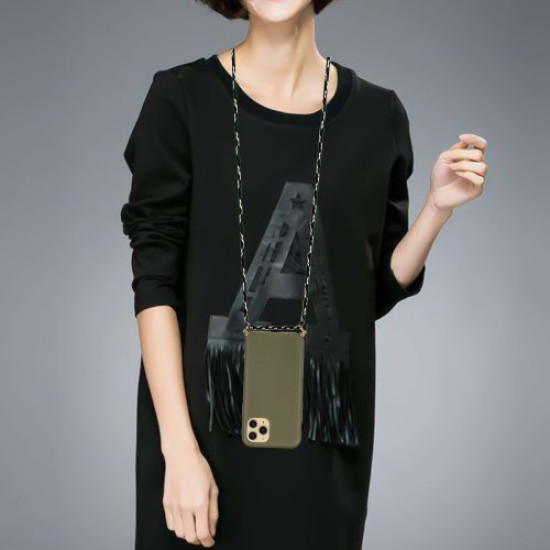 Soft TPU Cover Phone Shell with Multi-function Strap for iPhone 11 Pro Max 6.5 inch - Green Apple Cases Mobile