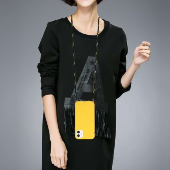 Soft TPU Case Phone Shell with Multi-function Strap for iPhone 11 6.1 inch - Yellow Apple Cases Mobile