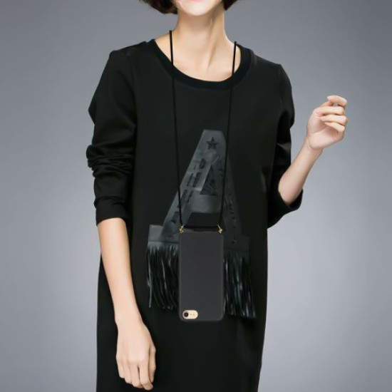 Soft TPU Phone Cover with Multi-function Strap for iPhone 6/6s/7/8 4.7-inch - Black Apple Cases Mobile