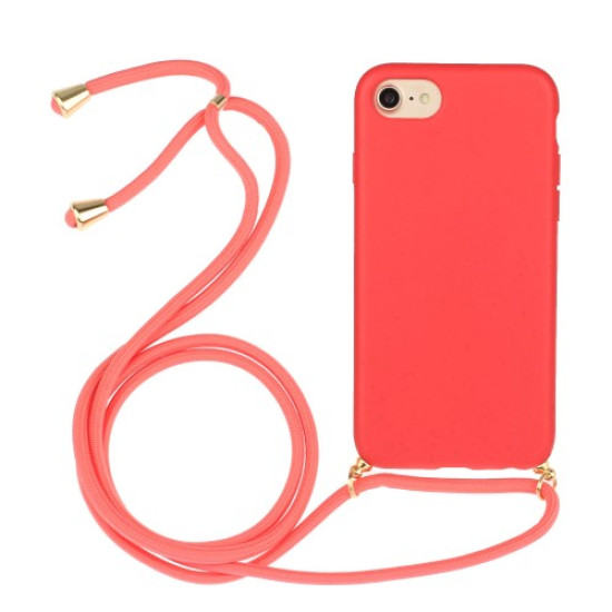 Soft TPU Phone Cover with Multi-function Strap for iPhone 6/6s/7/8 4.7-inch - Red Apple Cases Mobile