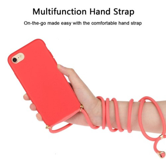 Soft TPU Phone Cover with Multi-function Strap for iPhone 6/6s/7/8 4.7-inch - Red Apple Cases Mobile