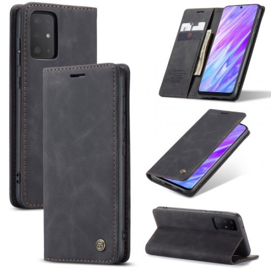 CASEME 013 Series Auto-absorbed Business Leather Wallet Stand Phone Case for Samsung Galaxy S20 Plus - Black Samsung Cases Mobile