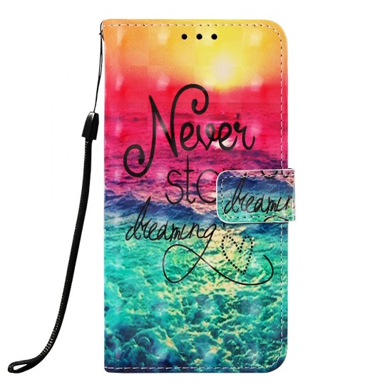 Pattern Printing Light Spot Decor Stand Leather Wallet Cover for Huawei Y6 (2019, with Fingerprint Sensor) / Y6 Prime (2019) - Never Stop Dreaming Huawei Cases Mobile