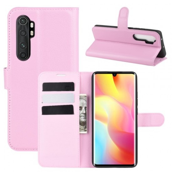 Litchi Skin Magnetic Leather Stand Case for Xiaomi Mi Note 10 Lite - Pink XIAOMI Cases Mobile