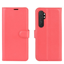 Δερμάτινη Θήκη Πορτοφόλι με Βάση Στήριξης για Xiaomi Mi Note 10 Lite - Κόκκινο