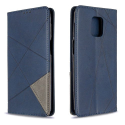 Μαγνητική Δερμάτινη Θήκη Πορτοφόλι με Βάση Στήριξης (Όψη Γεωμετρικών Σχεδίων) για Xiaomi Redmi Note 9S / Note 9 Pro - Μπλε