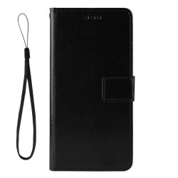 Crazy Horse PU Leather Shell with Wallet Stand for Xiaomi Redmi Note 9/Redmi 10X 4G - Black