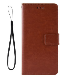 Crazy Horse PU Leather Shell with Wallet Stand for Xiaomi Redmi Note 9/Redmi 10X 4G - Brown