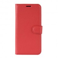 Litchi Skin Design Leather Case for Xiaomi Redmi Note 8T - Red