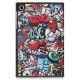Pattern Printing Tri-fold Leather Stand Case for Lenovo Tab M10 Plus TB-X606F - Cartoon Graffiti Lenovo Cases Mobile Tablet