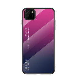 Gradient Color Tempered Glass + PC + TPU Cover for Huawei Y5p/Honor 9S - Rose/Dark Blue