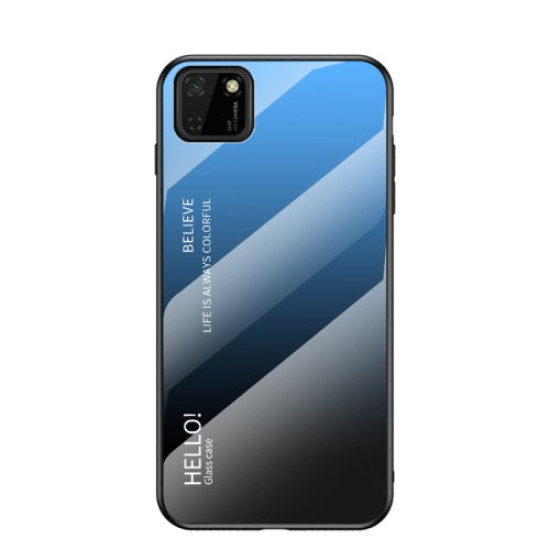 Gradient Color Tempered Glass + PC + TPU Cover for Huawei Y5p/Honor 9S - Blue/Black Huawei Cases Mobile