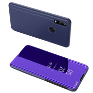 View Window Plated Mirror Surface Leather Stand Shell Case for Huawei P40 lite E / Y7p - Dark Blue