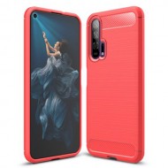 Θήκη Σιλικόνης TPU Carbon Fiber Brushed για Huawei Honor 20 Pro - Κόκκινο