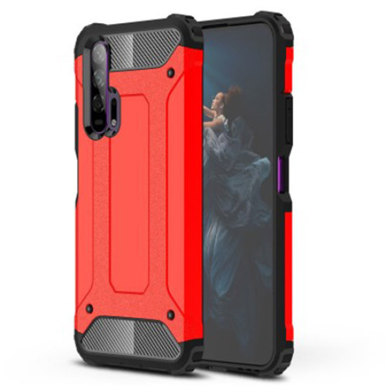 Tough Armor Υβριδική Θήκη Σιλικόνης TPU σε Συνδυαμό με Πλαστικό για Huawei Honor 20 Pro - Κόκκινο Huawei Θήκες Κινητών