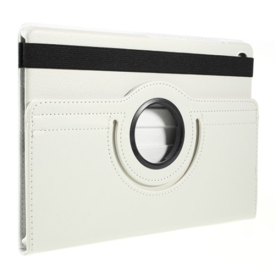 Litchi Texture 360° Swivel Stand Leather Case for Samsung Galaxy Tab S6 Lite - White Samsung Cases Mobile Tablet