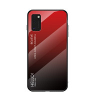 Gradient Color Tempered Glass + PC + TPU Combo Case for Samsung Galaxy A41(Global Version) - Red/Black