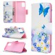 Δερμάτινη Θήκη Πορτοφόλι με Βάση Στήριξης για Samsung Galaxy A41 (Global Version) - Μπλέ Πεταλούδα και Μαργαρίτες Samsung Θήκες Κινητών