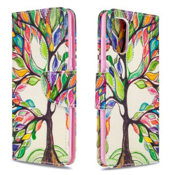 Pattern Printing Leather Wallet Case for Samsung Galaxy A41 (Global Version) - Colorized Tree