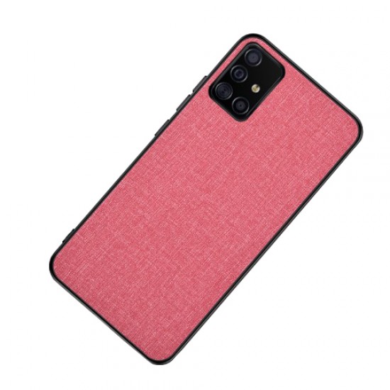 Σκληρή Θήκη με Επένδυση Υφάσματος για Samsung Galaxy A51 - Ροζ Samsung Θήκες Κινητών
