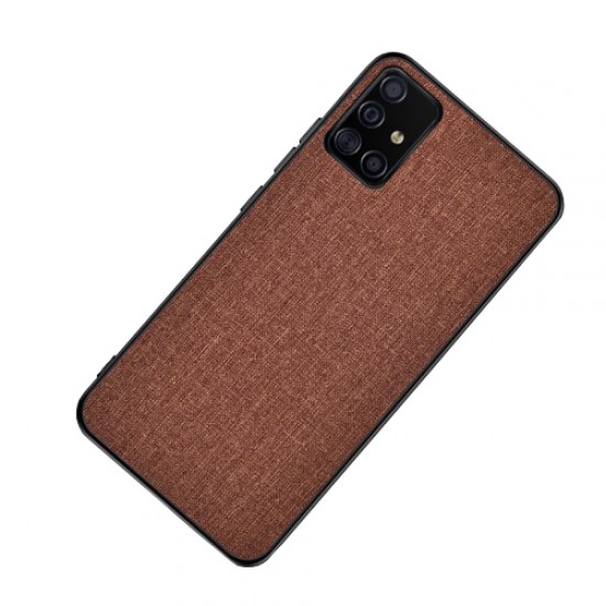 Cloth Texture PC + TPU Combo Case for Samsung Galaxy A51 - Brown Samsung Cases Mobile
