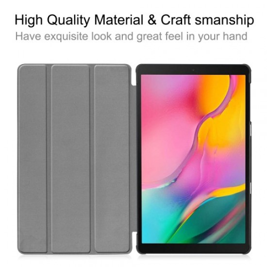 Δερμάτινη Θήκη Βιβλίο Tri-Fold με Βάση Στήριξης για Samsung Galaxy Tab A 10.1 (2019) SM-T515 - Φούξια Samsung Θήκες Tablet