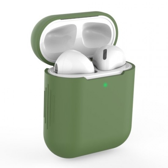 Silicone AirPods Protective Box for Apple AirPods with Charging Case (2019)/with Wireless Charging Case (2019)/with Charging Case (2016) - Dark Green Accessories for AirPods