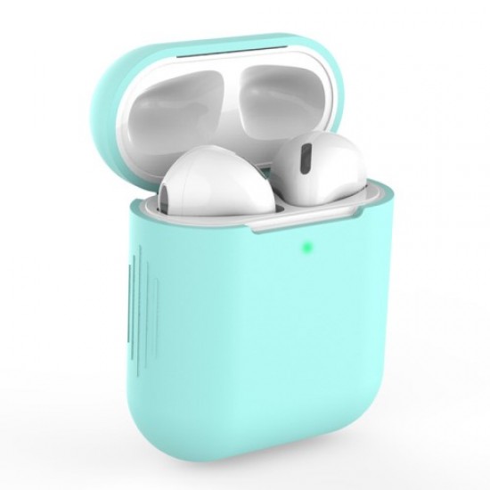 Silicone AirPods Protective Box for Apple AirPods with Charging Case (2019)/with Wireless Charging Case (2019)/with Charging Case (2016) - Cyan Accessories for AirPods