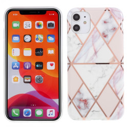Geometric Splicing Marble Pattern IMD TPU Case Cover For iPhone 11 6.1 inch - Light Pink