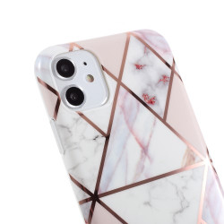 Geometric Splicing Marble Pattern IMD TPU Case Cover For iPhone 11 6.1 inch - Light Pink