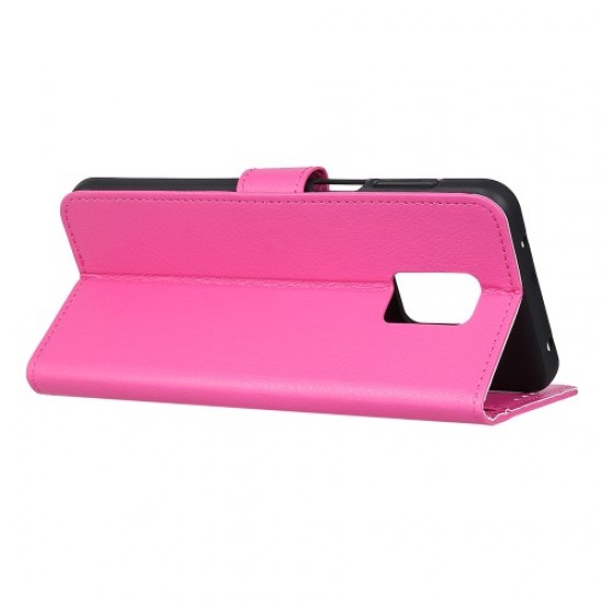 Litchi Skin PU Leather Wallet Case for Xiaomi Redmi Note 9 Pro/Note 9 Pro Max/Note 9S - Rose XIAOMI Cases Mobile