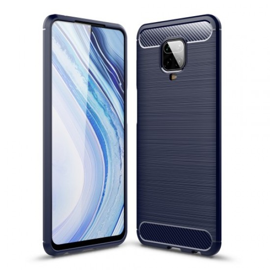Carbon Fiber Brushed Soft TPU Shell for Xiaomi Redmi Note 9 Pro Max/9 Pro/9S - Blue XIAOMI Cases Mobile