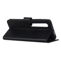 Litchi Skin Wallet Leather Stand Phone Case for Xiaomi Mi 10/Mi 10 Pro - Black