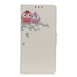 Pattern Printing Wallet Leather Phone Case Covering for Huawei Y7p/P40 lite E - Two Little Owls on Branch Pattern Printing Wallet Leather Phone Case Covering for Huawei Y7p/P40 lite E - Two Little Owls on Branch