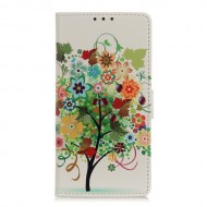 Pattern Printing Wallet Leather Phone Case Covering for Huawei Y7p/P40 lite E - Flowers Tree with Fruits