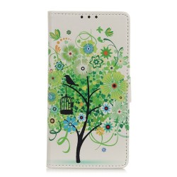 Pattern Printing Wallet Leather Phone Case Covering for Huawei Y7p/P40 lite E - Green Flowers Tree Birdcage Pattern Printing Wallet Leather Phone Case Covering for Huawei Y7p/P40 lite E - Green Flowers Tree Birdcage