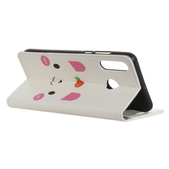 Pattern Printing Flip Leather Wallet Stand Phone Case for Huawei P40 Lite E/Y7P - Animal Face and Carrot Huawei Cases Mobile