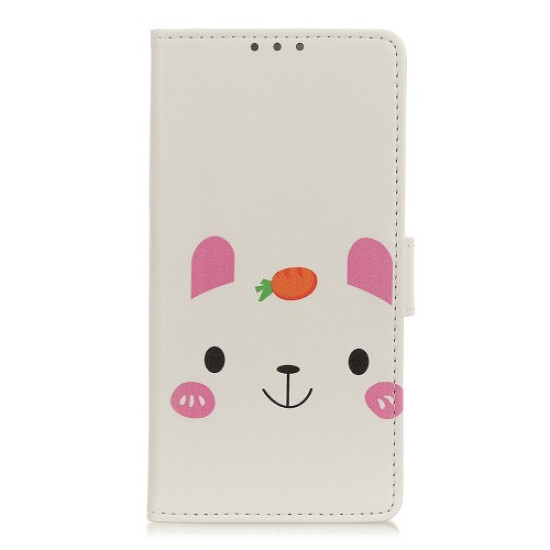 Pattern Printing Flip Leather Wallet Stand Phone Case for Huawei P40 Lite E/Y7P - Animal Face and Carrot Huawei Cases Mobile