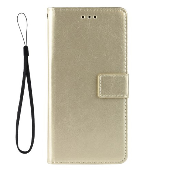 Crazy Horse Skin with Wallet Leather Stand Case for Huawei P40 lite E/Y7p - Gold Huawei Cases Mobile