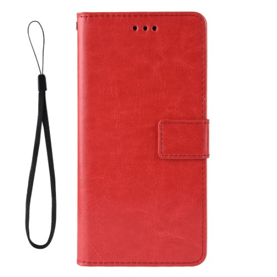 Crazy Horse Skin with Wallet Leather Stand Case for Huawei P40 lite E/Y7p - Red Huawei Cases Mobile