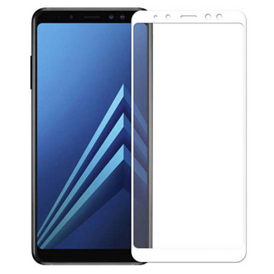 Σκληρυμένο Γυαλί (Tempered Glass) Προστασίας Οθόνης Πλήρης Κάλυψης για Samsung Galaxy A8 (2018) - Λευκό Samsung Προστατευτικά οθόνης