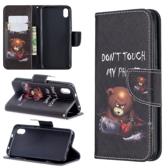 Printing Style PU Leather Flip Stand Phone Case for Xiaomi Redmi 7A - Bear And Its Warnings XIAOMI Cases Mobile