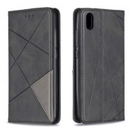 Geometric Pattern Leather Card Holder Case for Xiaomi Redmi 7A - Black