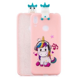 3D Cute Doll Pattern Printing TPU Case for Huawei Y7 (2019) - Unicorn Enjoying Music