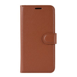 Litchi Skin Leather Wallet Case for Samsung Galaxy A71 - Brown
