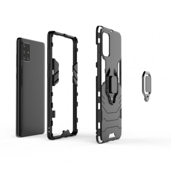 Plastic + TPU Case with Kickstand for Samsung Galaxy A71 - Black Samsung Cases Mobile