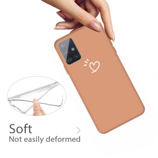 Cute Heart Pattern Matte TPU Phone Case for Samsung Galaxy A71 - Orange Samsung Cases Mobile