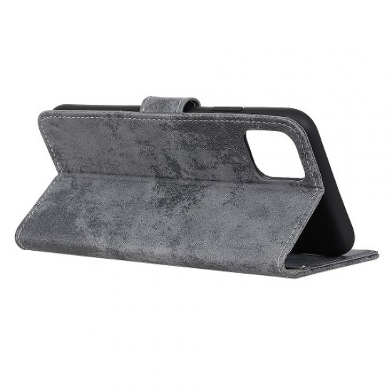 Vintage Style Leather Wallet Case for Samsung Galaxy A51 - Grey Samsung Cases Mobile